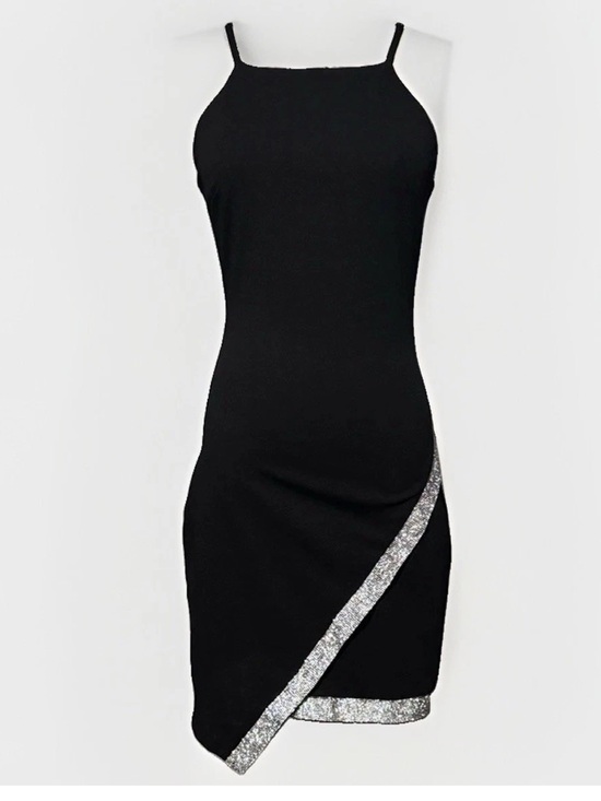 Dresses & Skirts - (S) BCX Asymmetric Square Neck Bodycon Dress w/ Rhinestone Trim